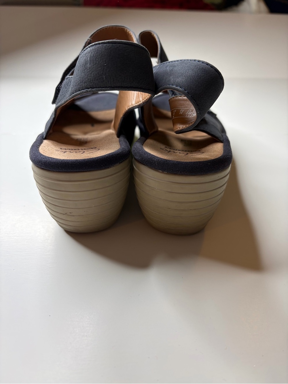 Clarks Collection Reedly Juno Wedge Sandals Navy Blue Size 6 - Picture 5 of 12
